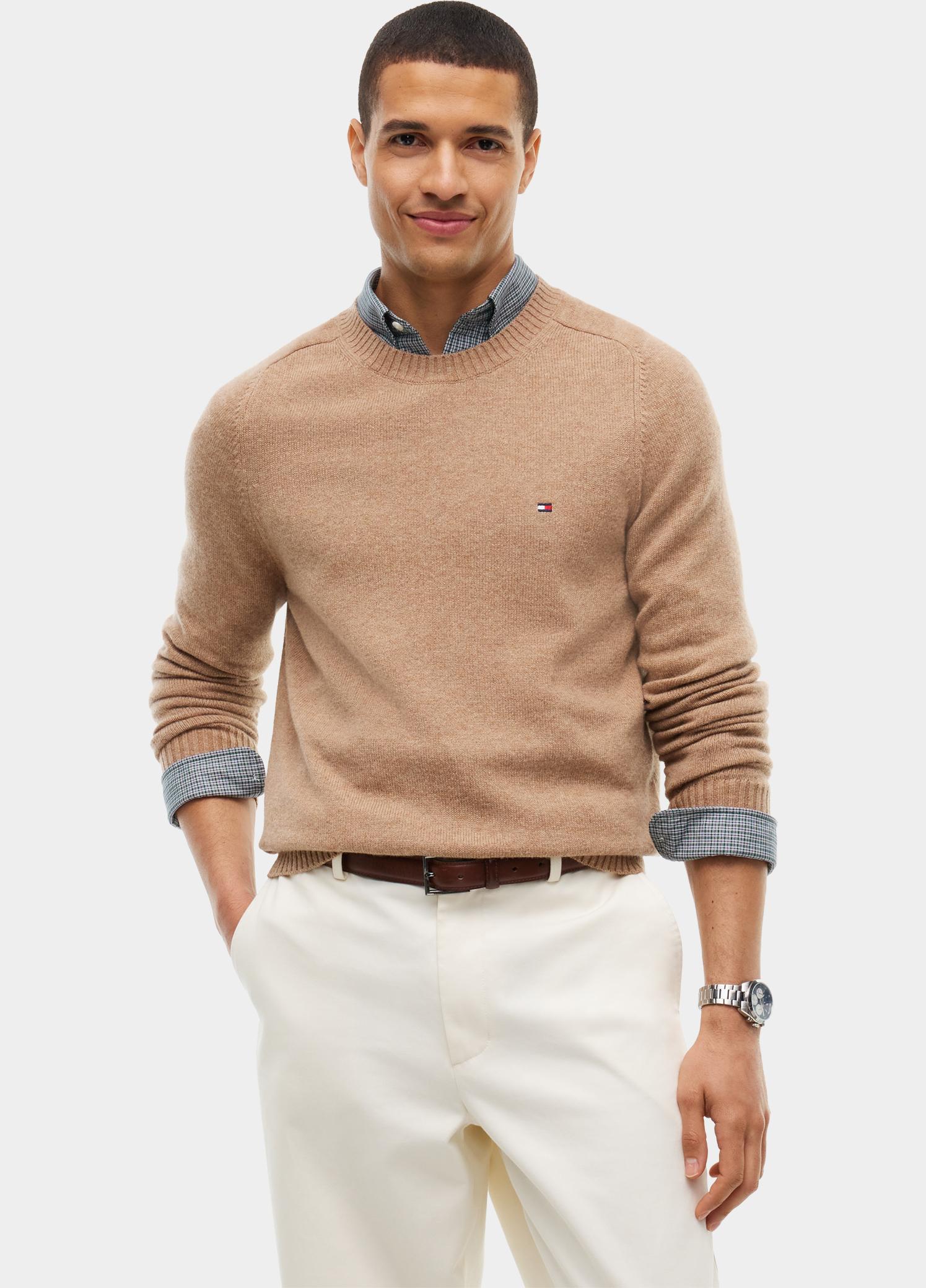 Tommy Hilfiger Pullover heren Bruin LAMBSWOOL CREW NECK MW0MW36535/RFG