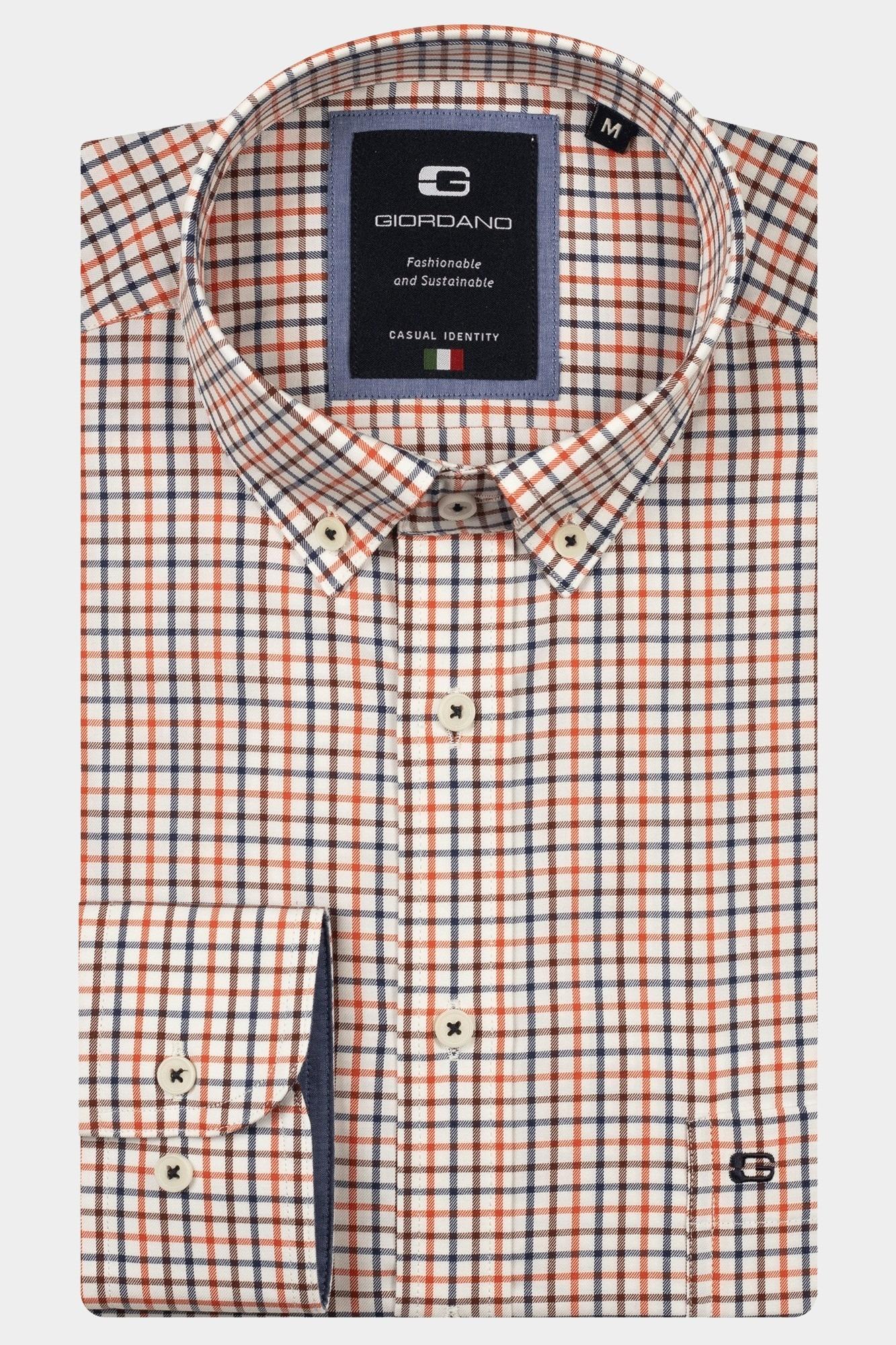 Giordano Casual hemd lange mouw Blauw Brando long sleeve button dow 527307/60