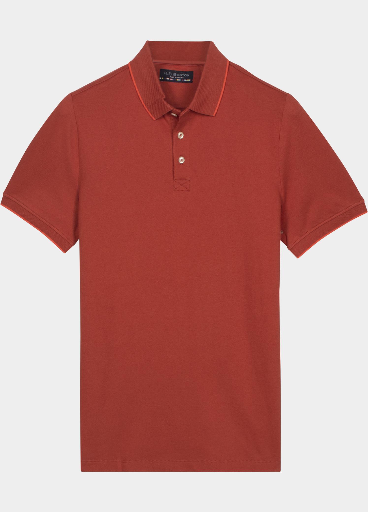 R.B. Boston Polo heren Rood Polo Shirt  Solid Oxford Piqu 615294-78/34