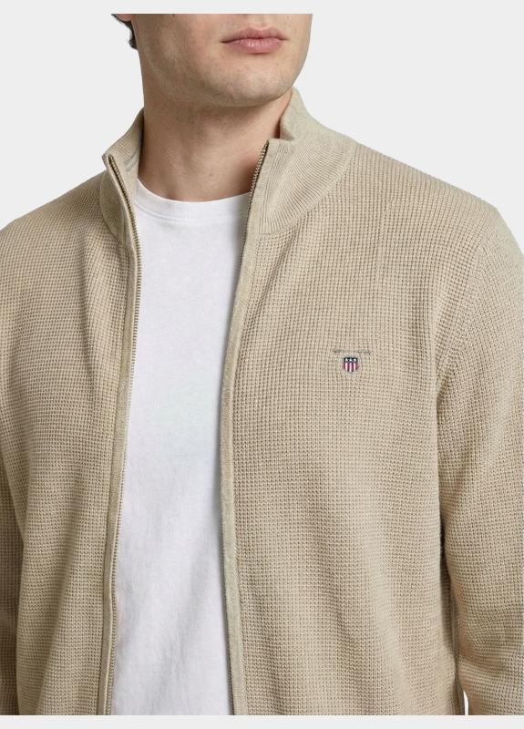 Gant Vest heren Beige Katoenen vest met ritssluitin 8030293/198