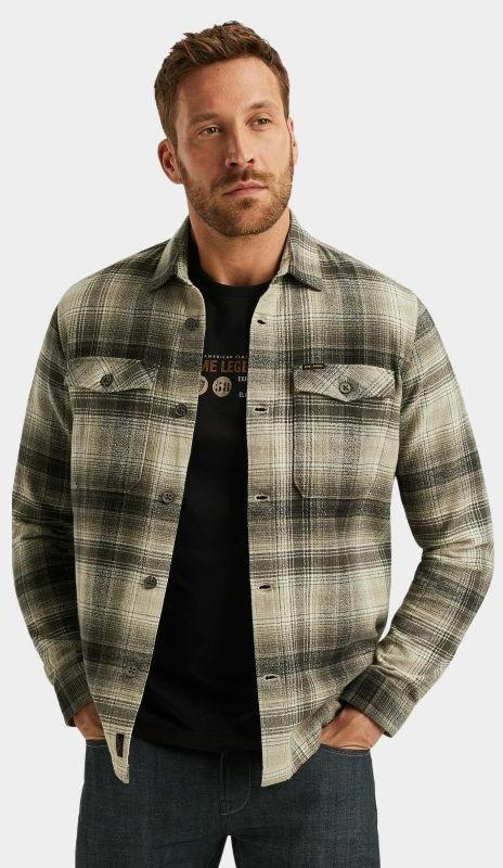 PME Legend Overshirt Bruin LONG SLEEVE SHIRT Brushed Gri PSI2509244/8011