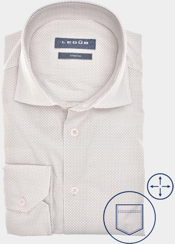 Ledub Business hemd lange mouw Bruin  0142283/620-000-000