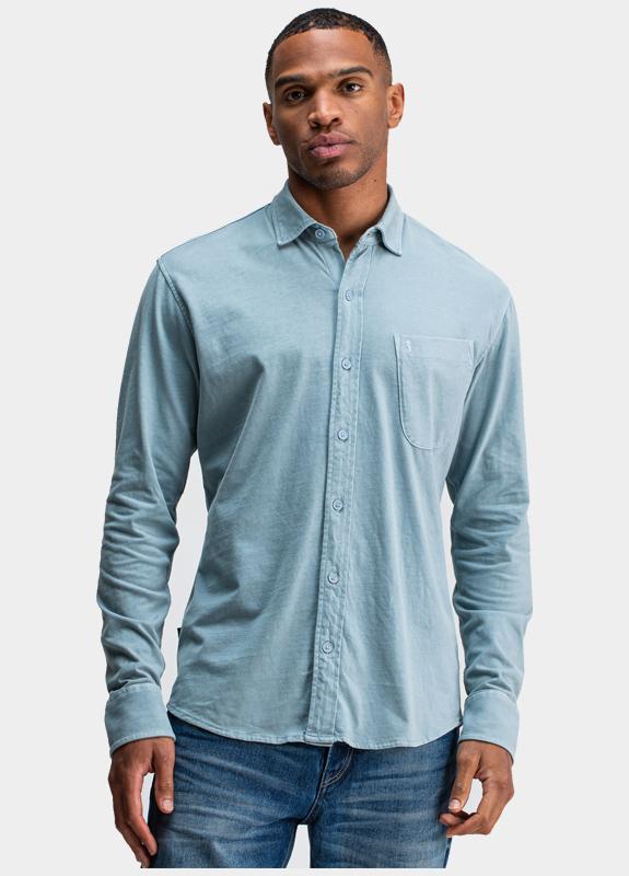 Butcher of Blue Casual hemd lange mouw Blauw Aidan Peached Jersey Shirt M2524035/823