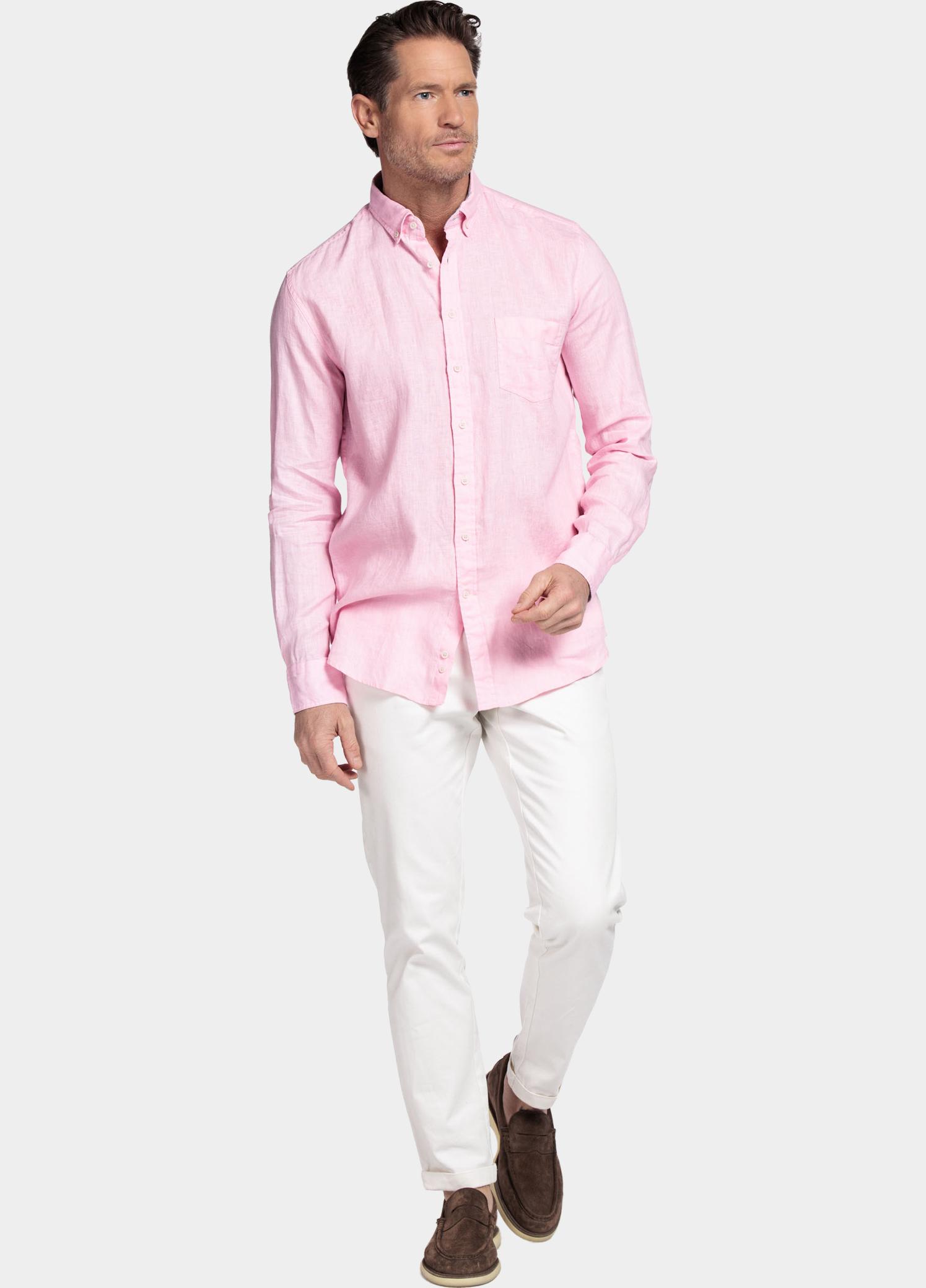 Giordano Overhemd heren Roze Ivy Long Sleeve Button Down S 617009/50