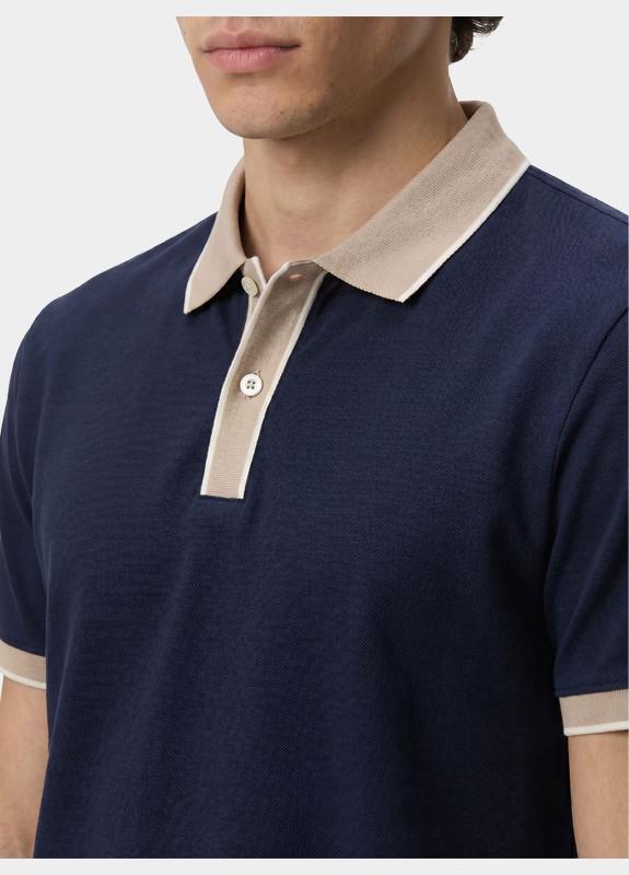 Scotland Blue Polo heren Blauw Tiger Polo Contrast Colar SPE26108TI30SB/4001