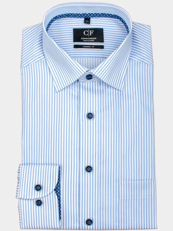 Heren Kleding voor voor Overhemden voor Nette overhemden COMMANDER Cityhemd Modern Fit 1/1 Arm in het Blauw voor heren 