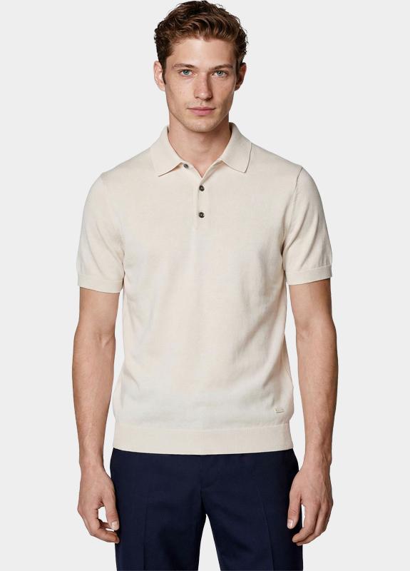 Born With Appetite Polo heren Wit Wolf Knitted Polo Ss BWA26106WO51/1002