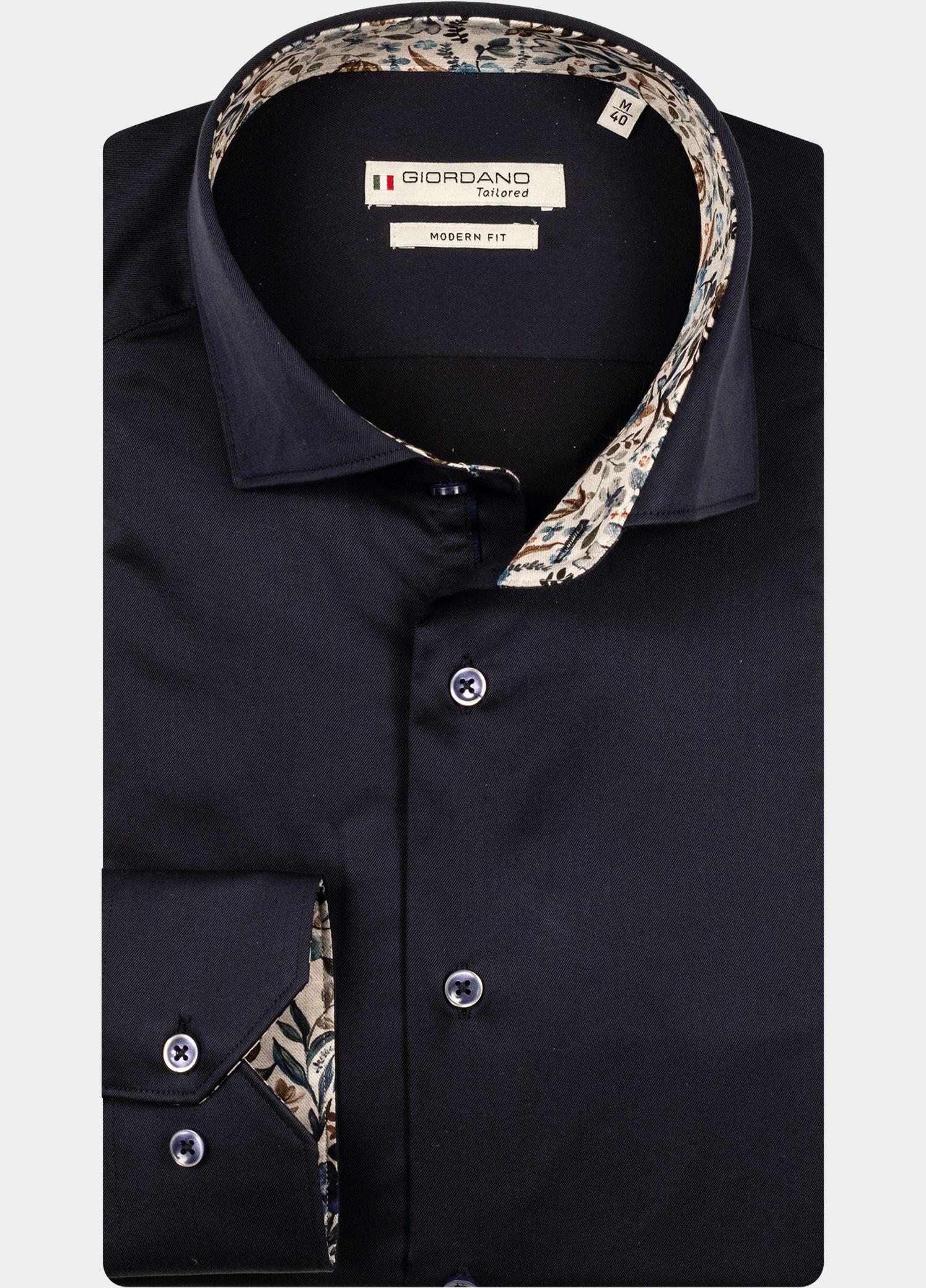 Giordano Overhemd heren Blauw Locarno long sleeve semi cuta 527877/60