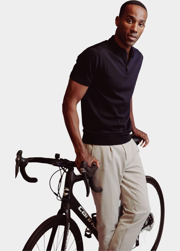 Born With Appetite Polo heren Blauw Dan Knitted Polo Ss BWA00006DA31/4001