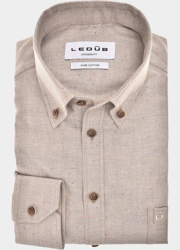 Ledub Business hemd lange mouw Bruin  0143196/620-000-000