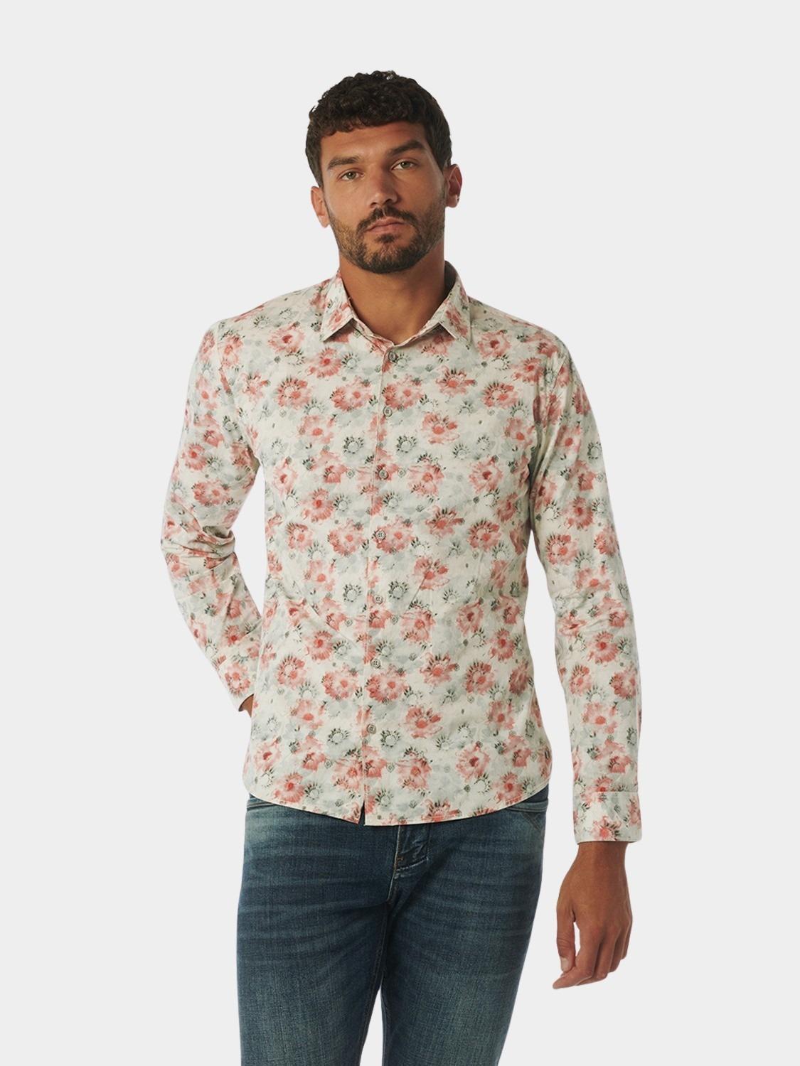 No Excess Casual hemd lange mouw Rood Shirt Stretch Allover Printed 23430124/191