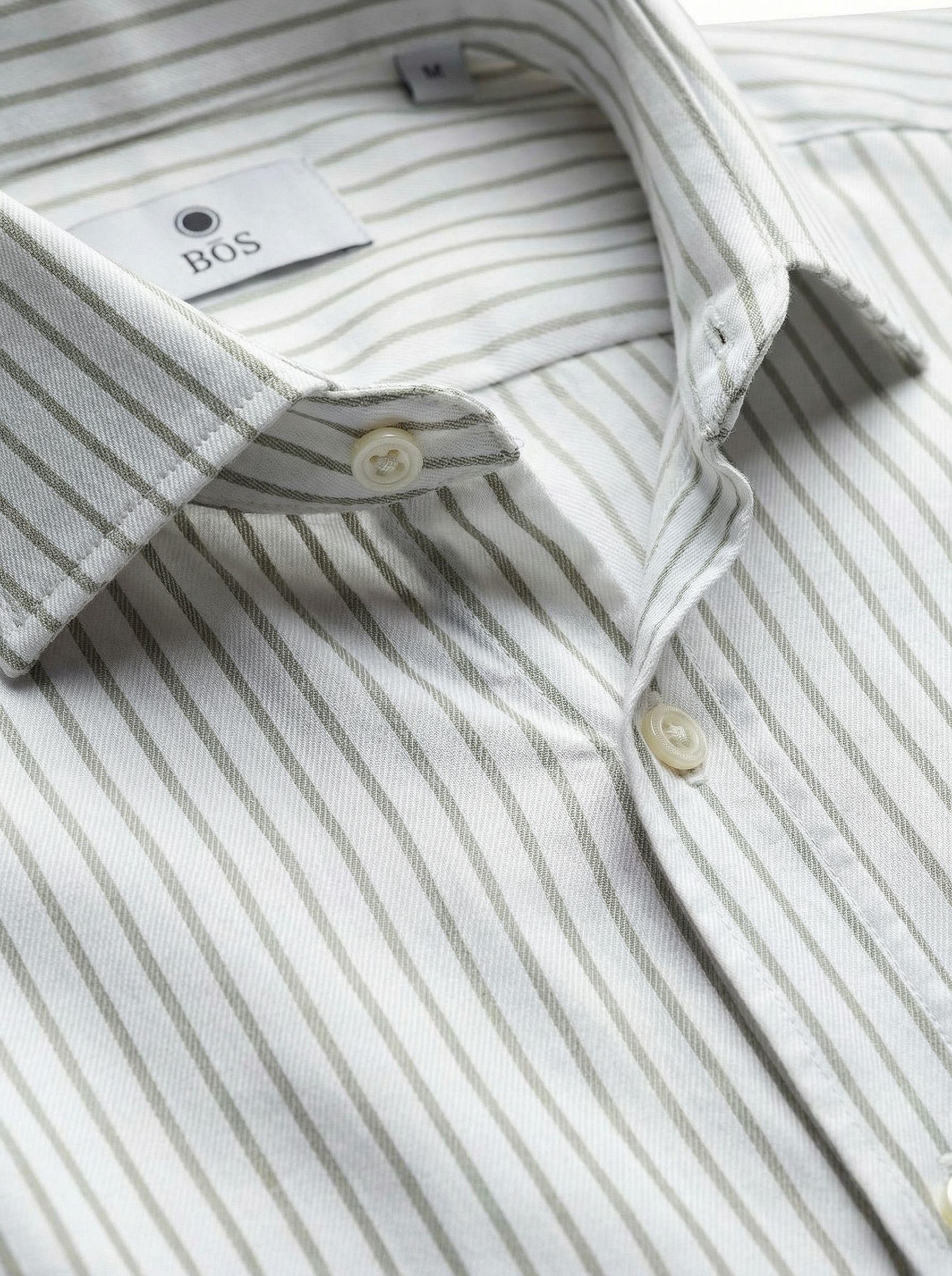 Bos Casual hemd lange mouw Beige Linnen Shirt 5401.426/2D