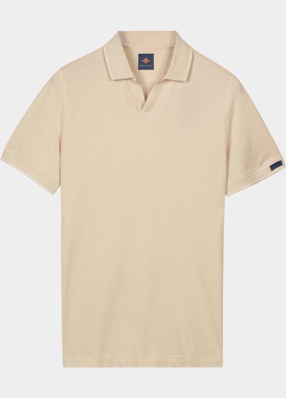 Baileys Polo heren Beige Poloshirt V-Collar 2-tone Oxf 615208/81