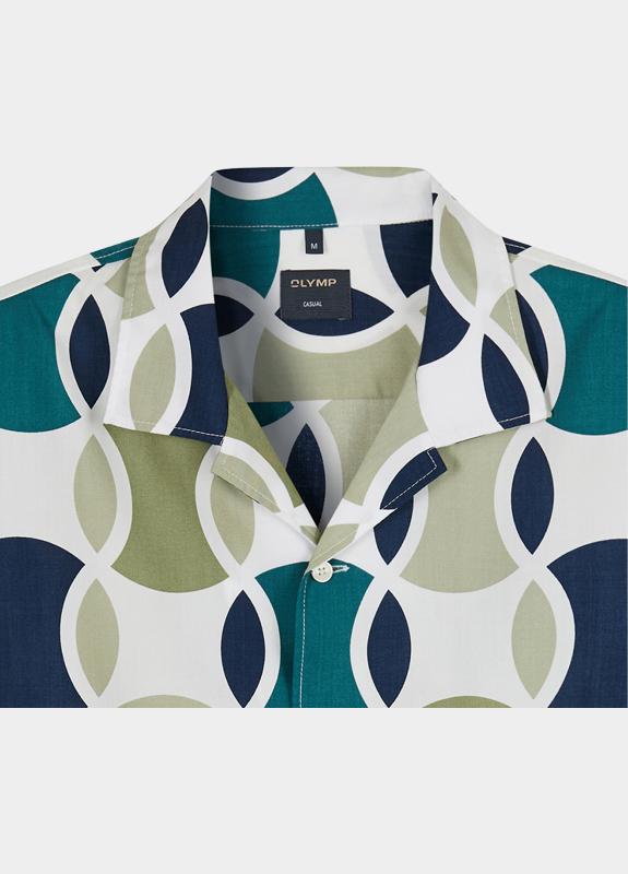 Olymp overhemd korte mouw heren Groen Casual 401612/47