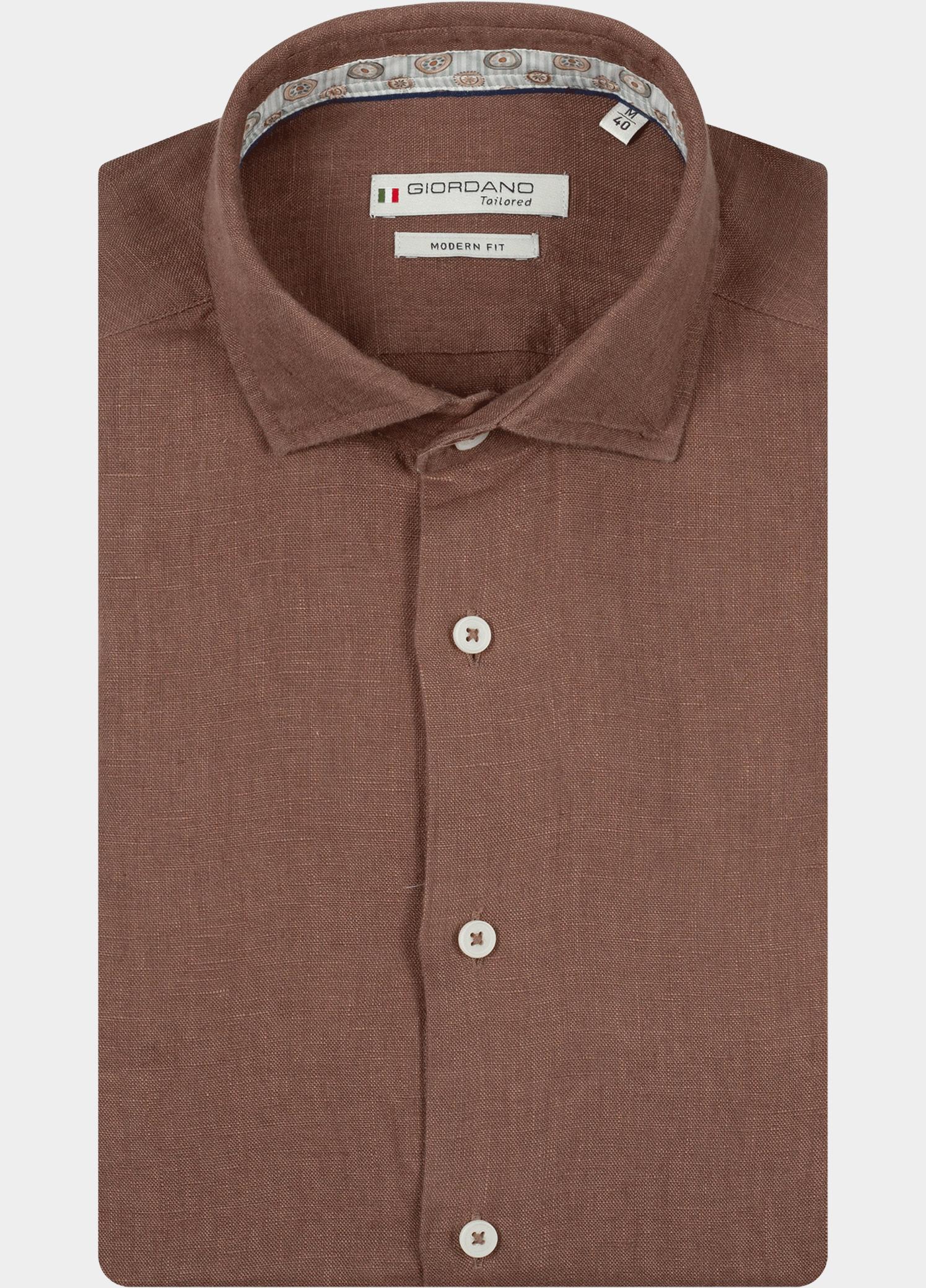 Giordano Overhemd heren Bruin Row Long Sleeve Cutaway Soft 617811/80