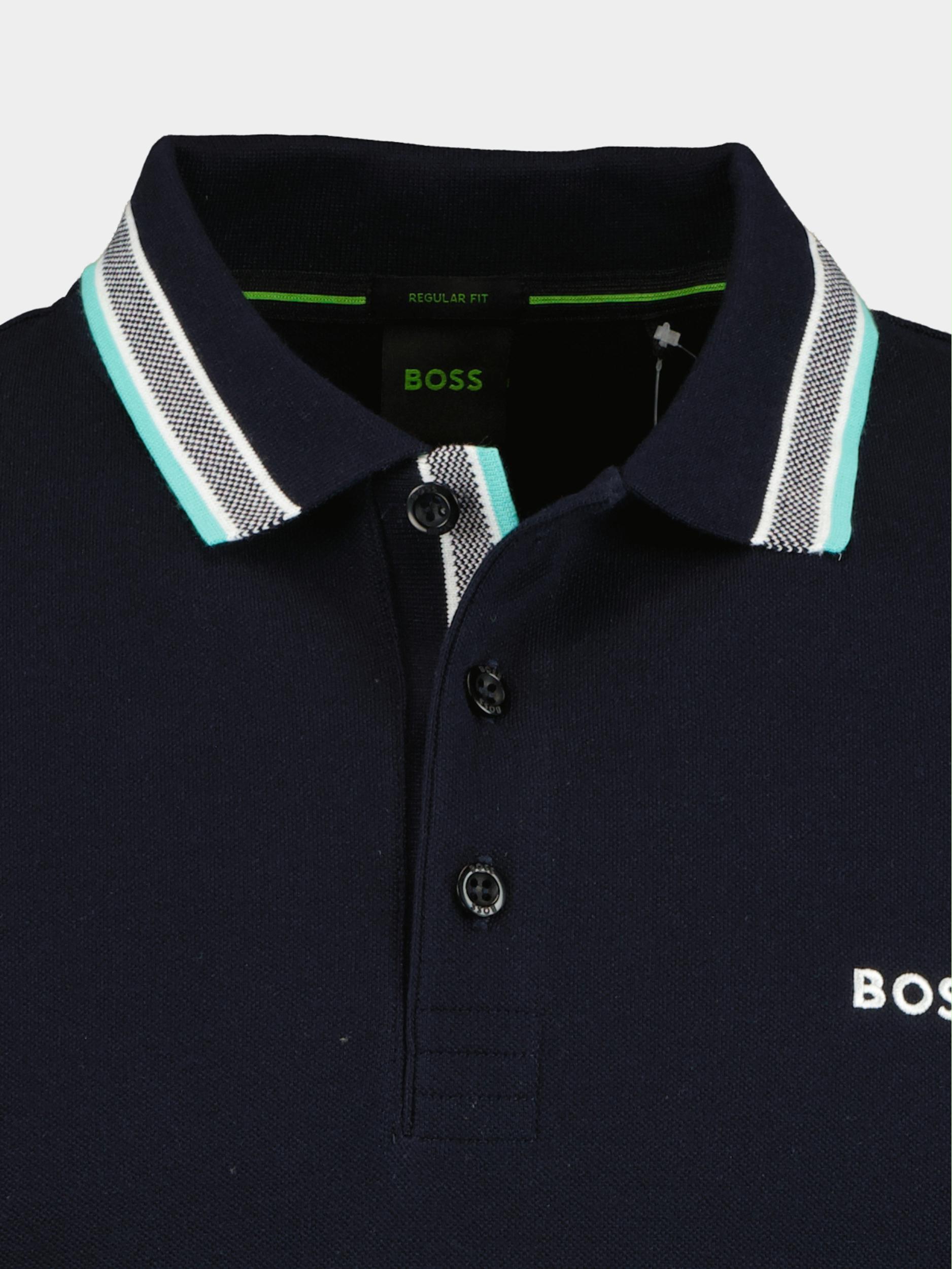 BOSS Green Polo lange mouw Blauw Plisy 10241684 01 50469108/406