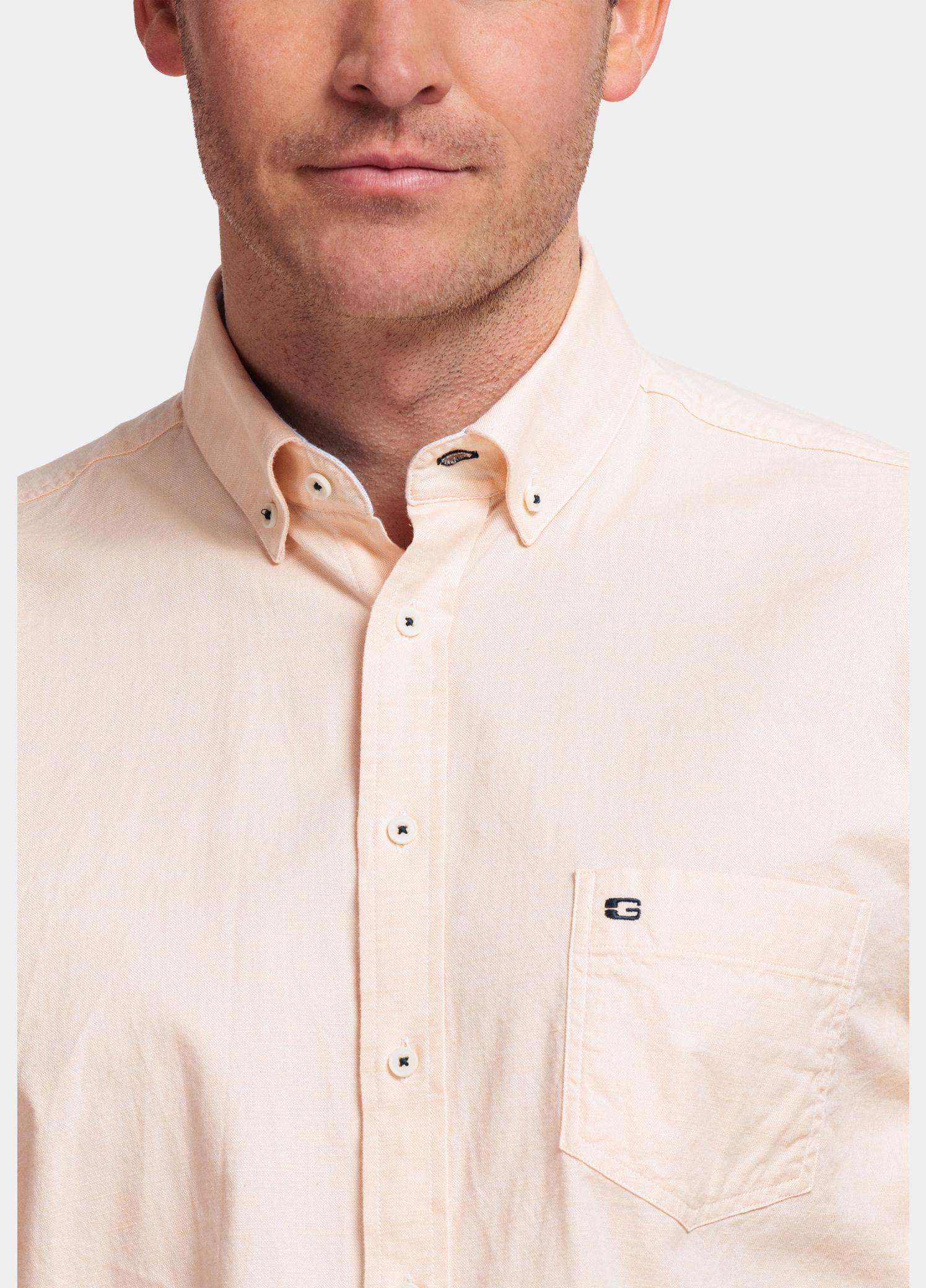 Giordano overhemd korte mouw heren Roze League, SS Button Down Solid 416001/25
