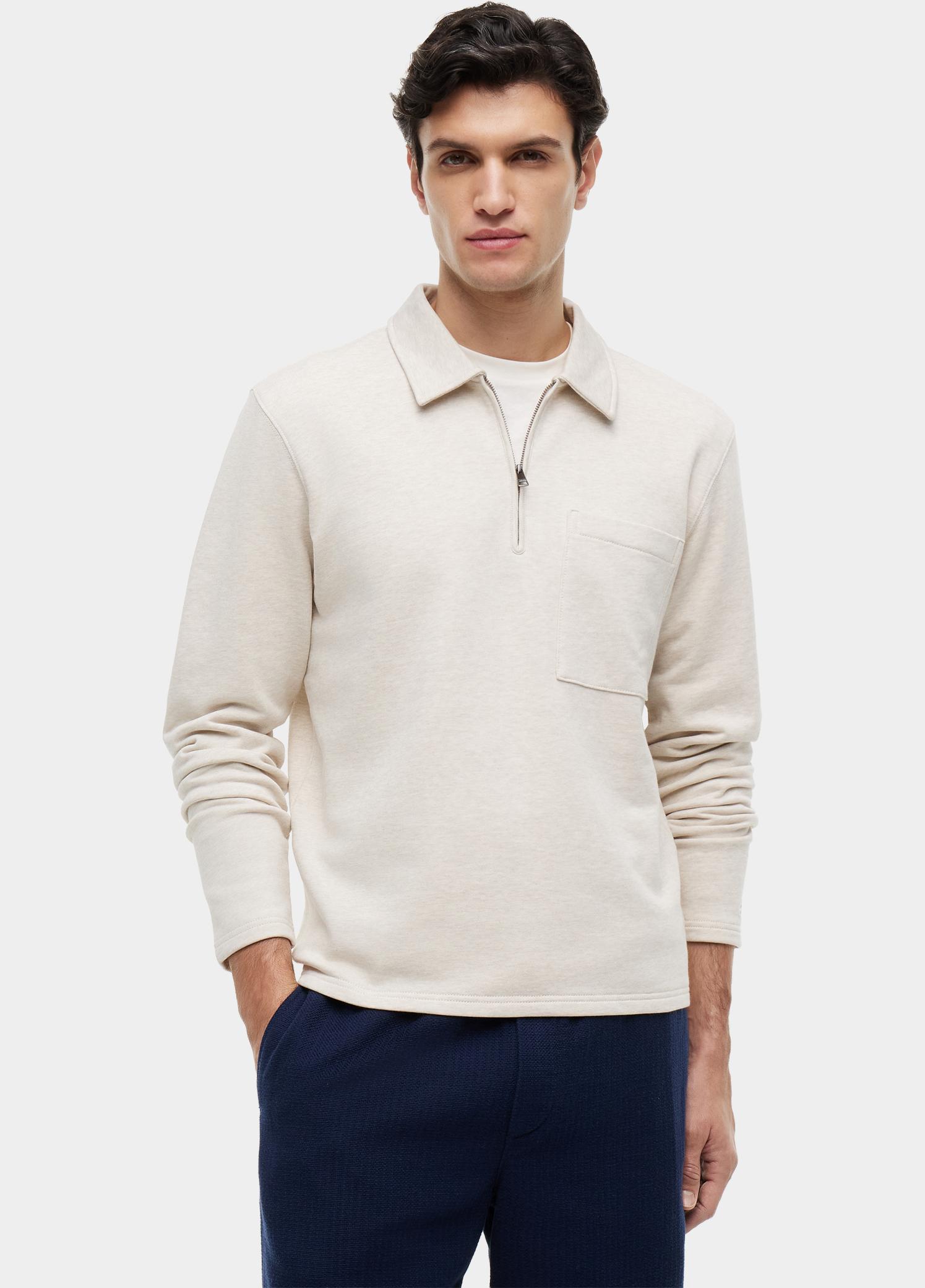 Tommy Hilfiger Half Zip Beige ESSENTIAL TERRY POCKET 1/4 ZIP MW0MW43213/HGF