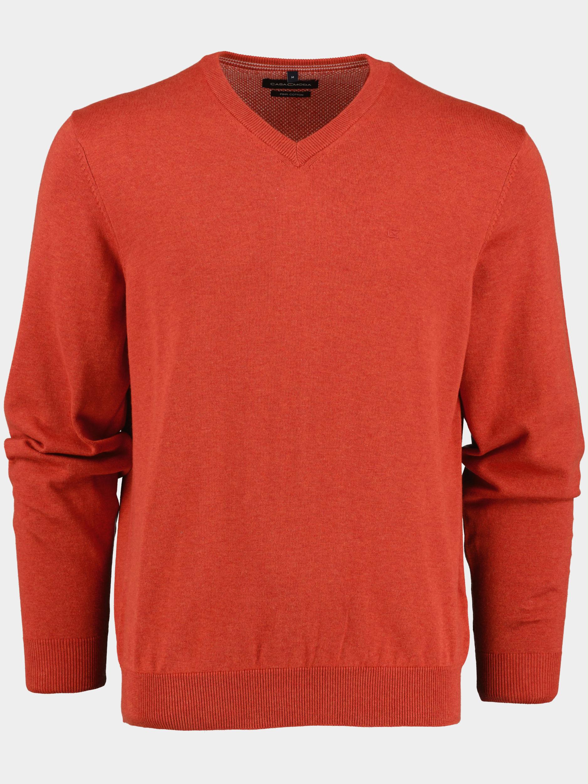 Casamoda Pullover Oranje Pullover V-Neck NOS 004430/486