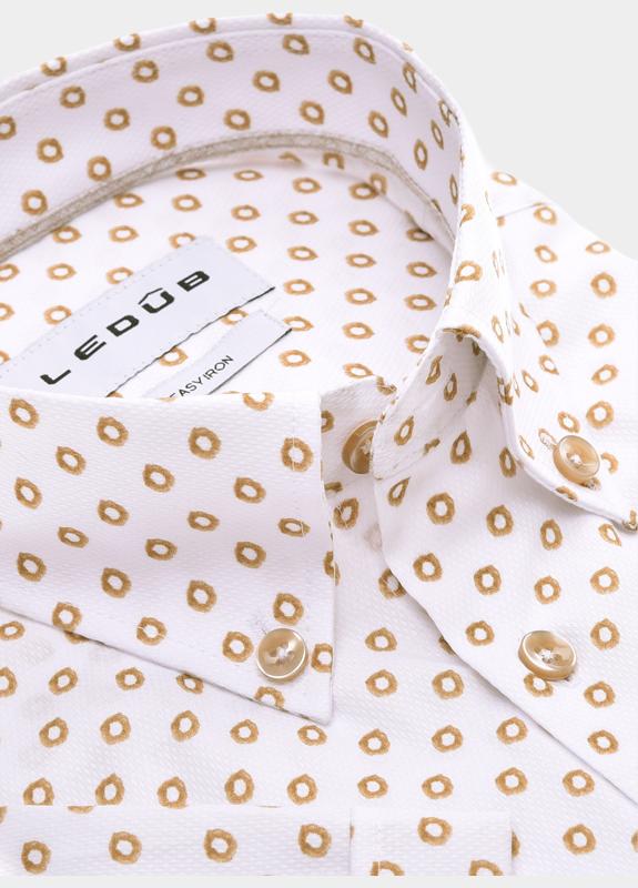 Ledub Business hemd korte mouw Bruin  0143331/620-620-000