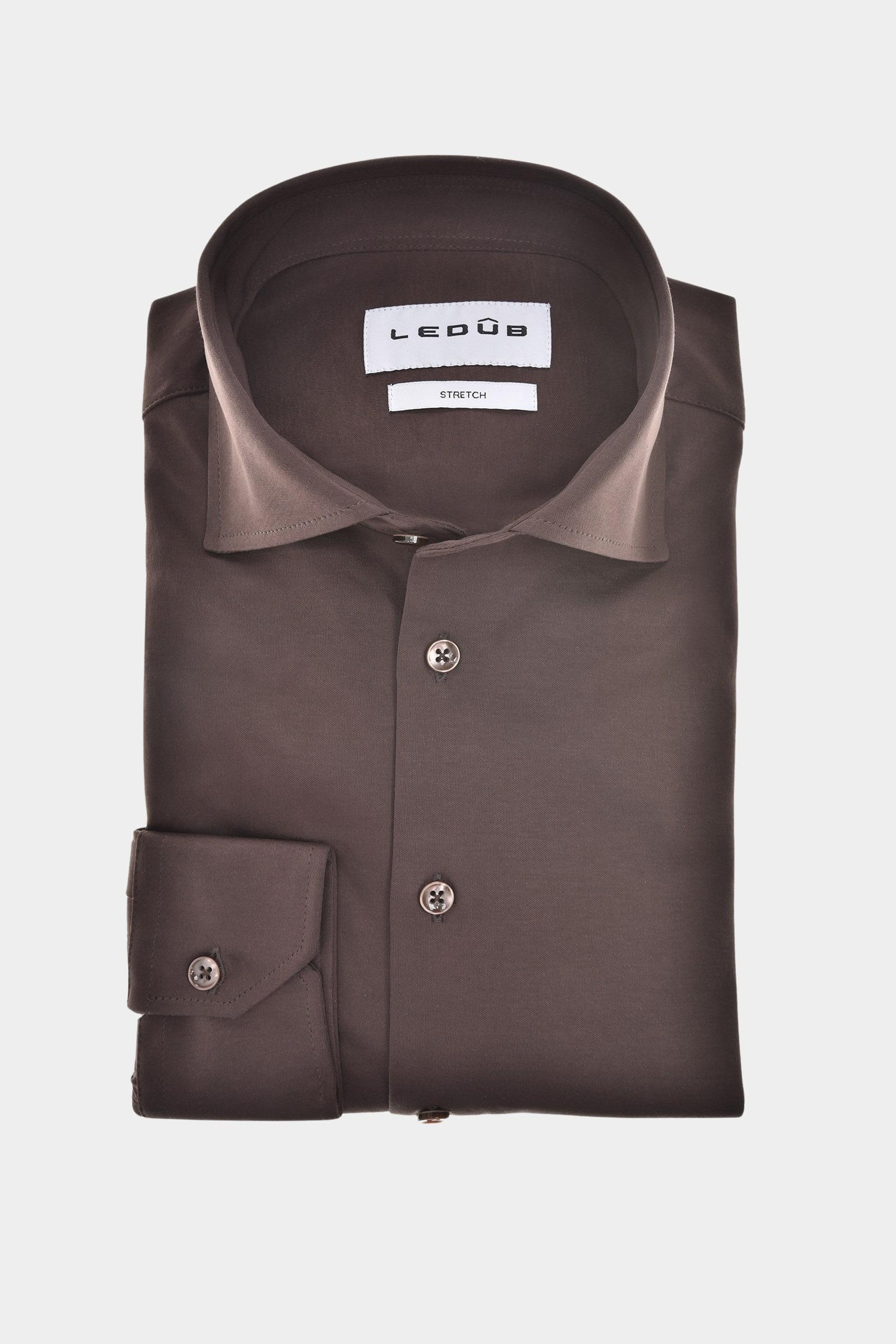 Ledub Business hemd lange mouw Bruin MFN5 0143116/680-000-000