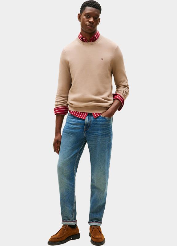 Tommy Hilfiger Pullover Beige ESSENTIAL STRUCTURE CREW NECK MW0MW36347/AFE