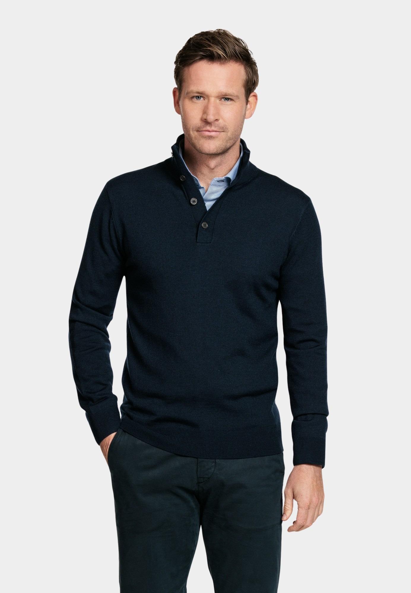 Baileys Half Zip Blauw Pullover 1/2 buttons placket 328421/60