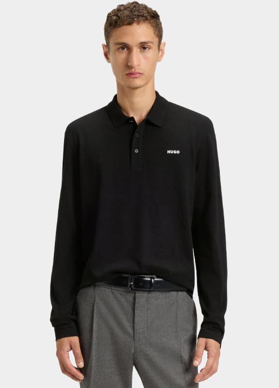HUGO Red Polo lange mouw Zwart Donoslong 10266059 01 50547358/001 HUGO Red Polo lange mouw Zwart Donoslong 10266059 01 50547358/001