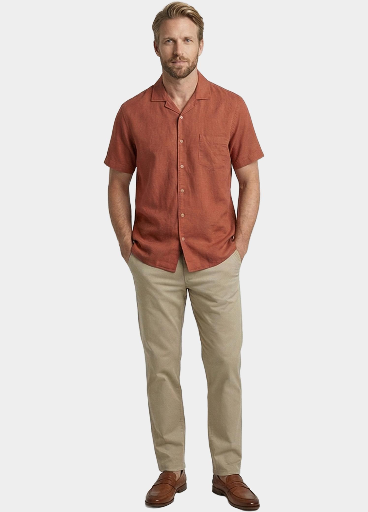 Giordano overhemd korte mouw heren Roze Capri Short Sleeve Resort Gar 616002/31