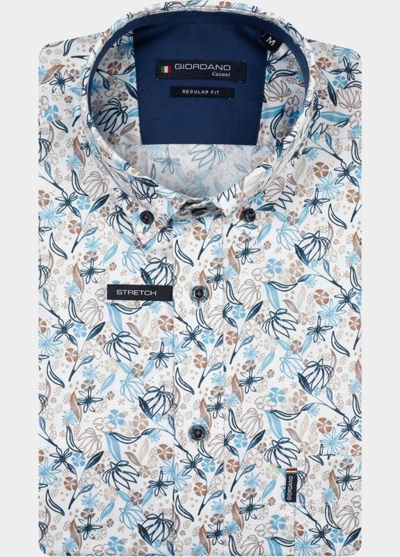 Giordano overhemd korte mouw heren Blauw League Short Sleeve Button Do 616035/60