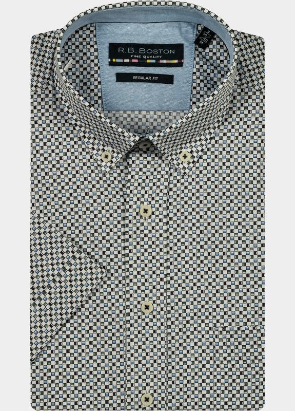 R.B. Boston Casual hemd korte mouw Groen Marshall SS Button Down 516670/717