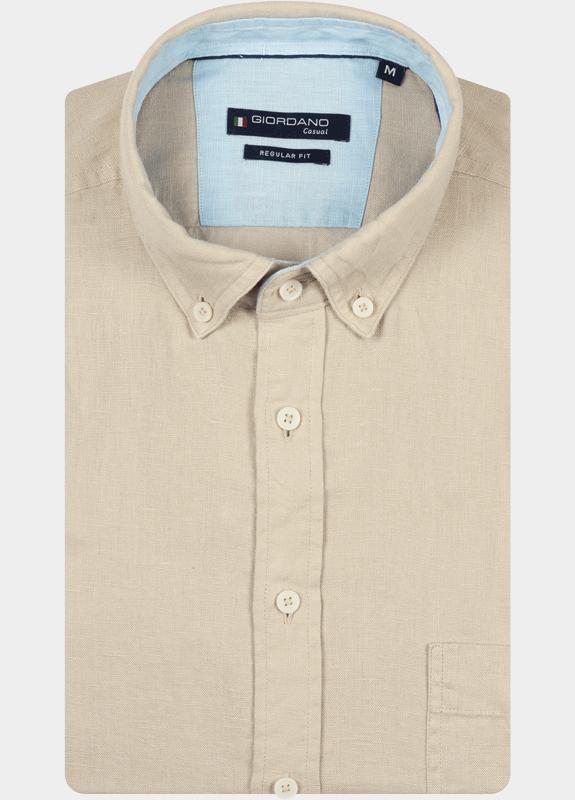 Giordano overhemd korte mouw heren Wit League Short Sleeve Button Do 616009/81