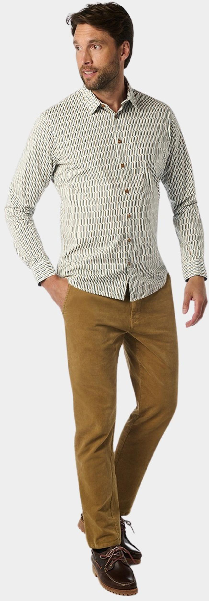 No Excess Casual hemd lange mouw Wit Shirt Stretch Allover Printed 25430711/010