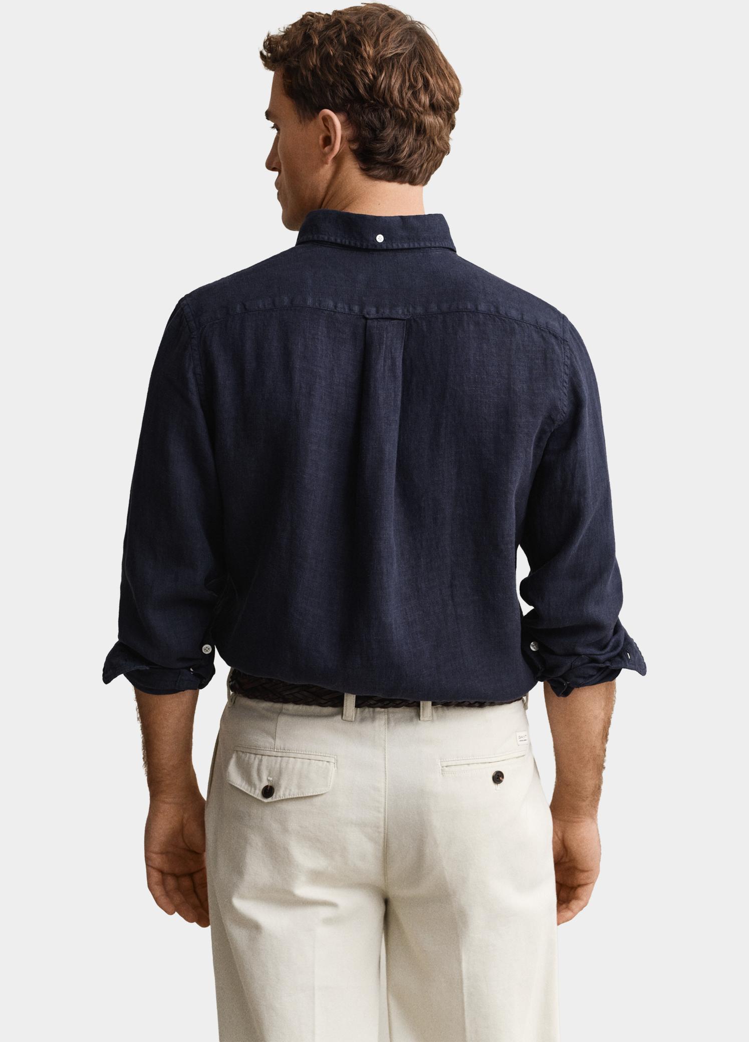 Gant Overhemd heren Blauw Linnen overoverhemd 3240120/433