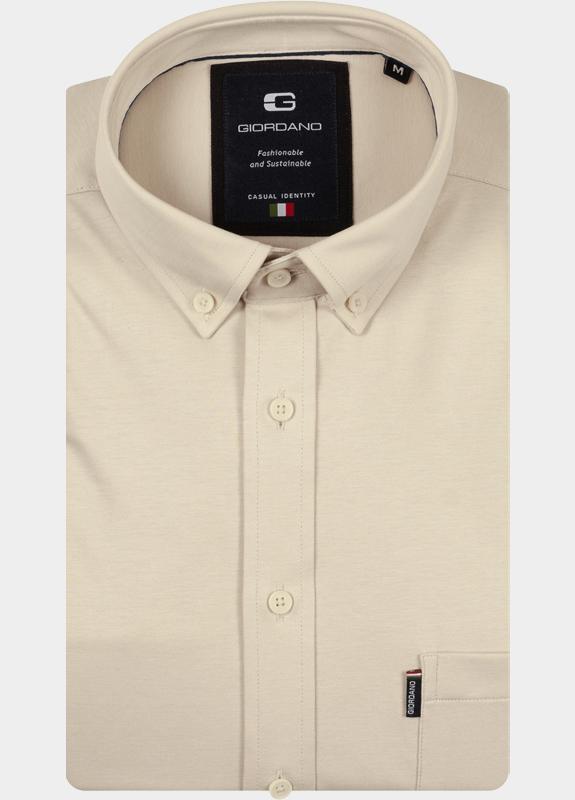 Giordano Overhemd heren Beige Dino Long Sleeve Button Down 617078/82