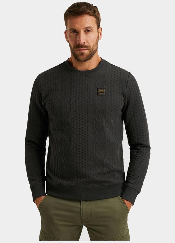 PME Legend Sweater Grijs Crewneck cable jacquard sweat PSW2510471/9703