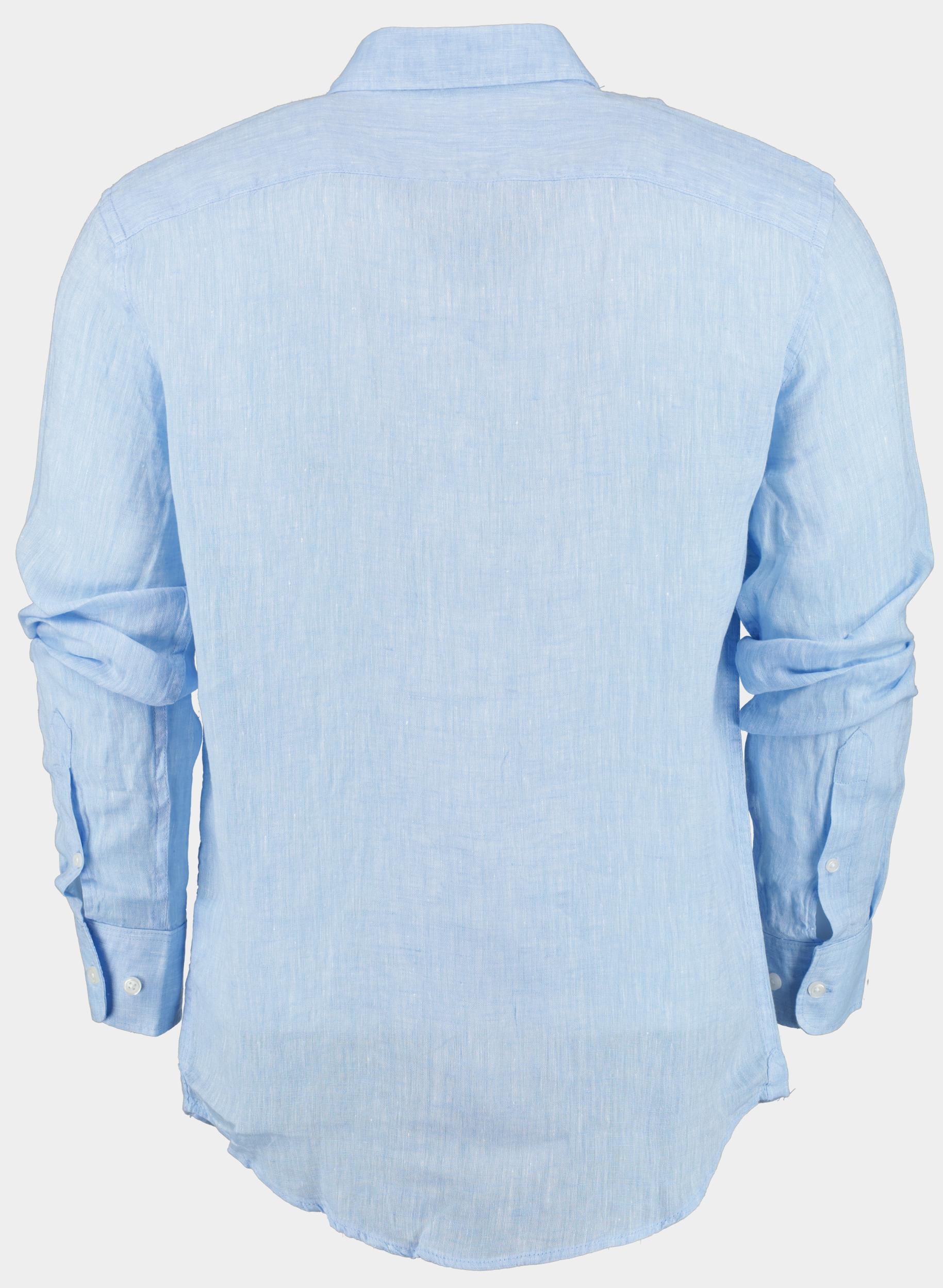 Blue Coast Casual hemd lange mouw Blauw 100% Linnen MOB118 Uni/15 celeste
