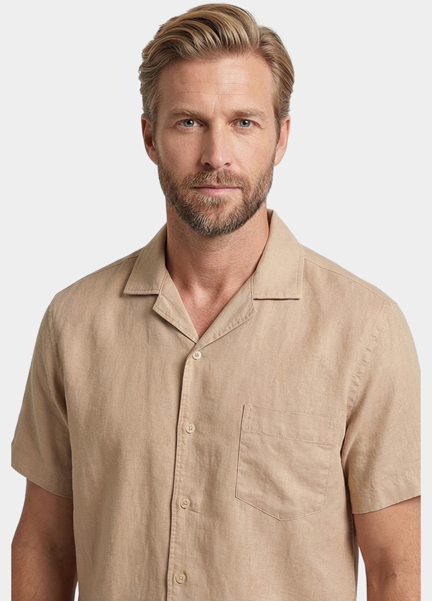 Giordano overhemd korte mouw heren Wit Capri Short Sleeve Resort Gar 616002/81