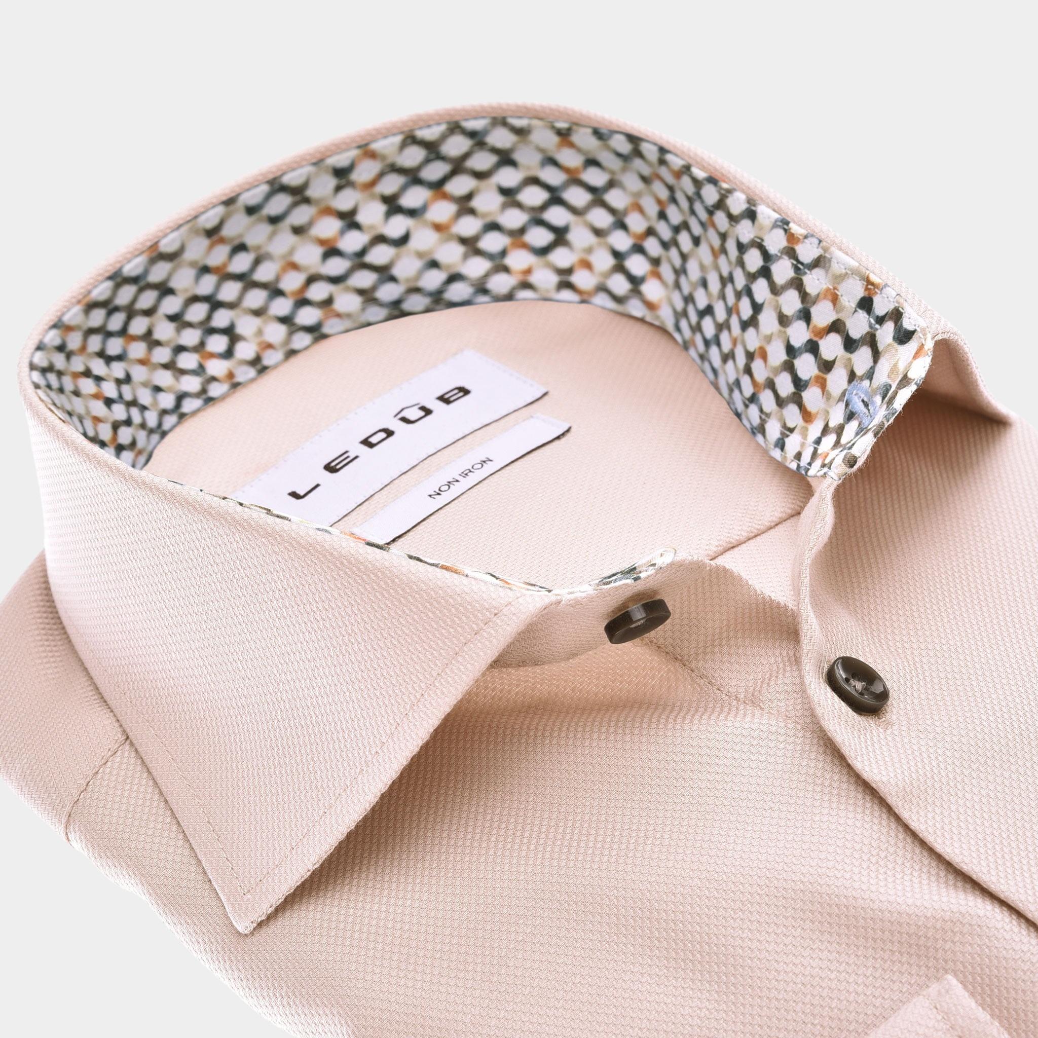 Ledub Business hemd lange mouw Bruin  0142818/620-550-000