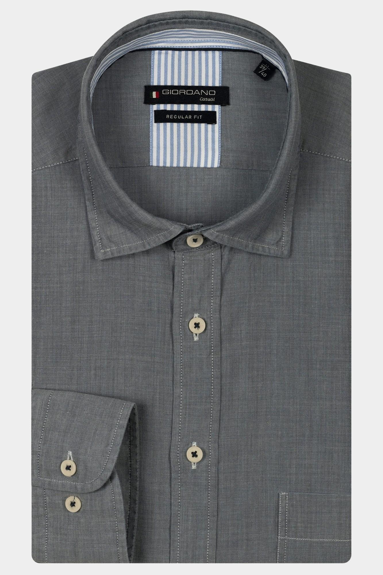 Giordano Casual hemd lange mouw Blauw Verona LS button under washed 517029/60