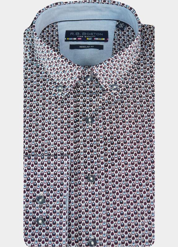 R.B. Boston Casual hemd lange mouw Rood Regular Fit 100% Cotton 527670/403