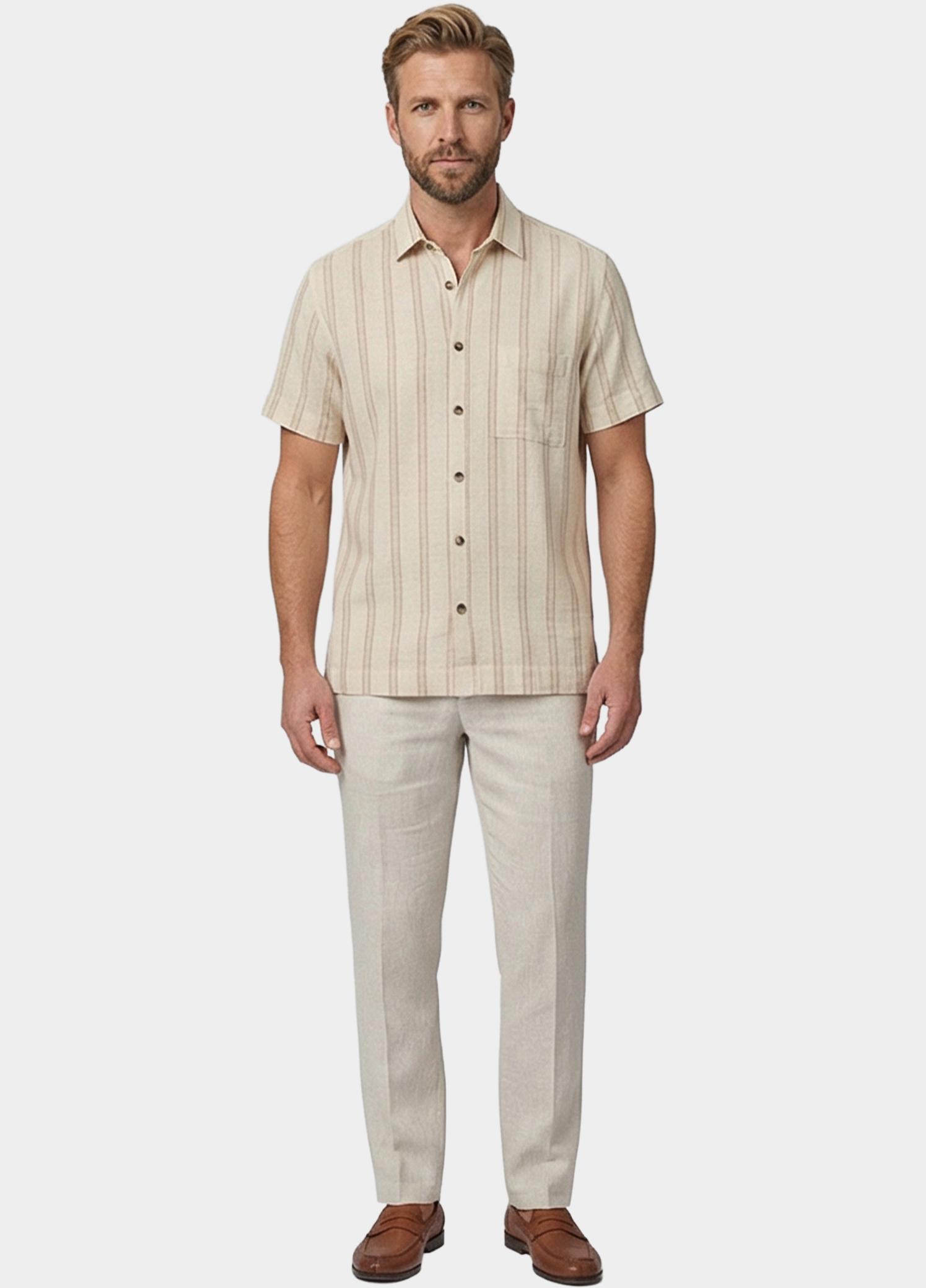 Giordano overhemd korte mouw heren Wit Puglia Short Sleeve Shirt Can 616823/81