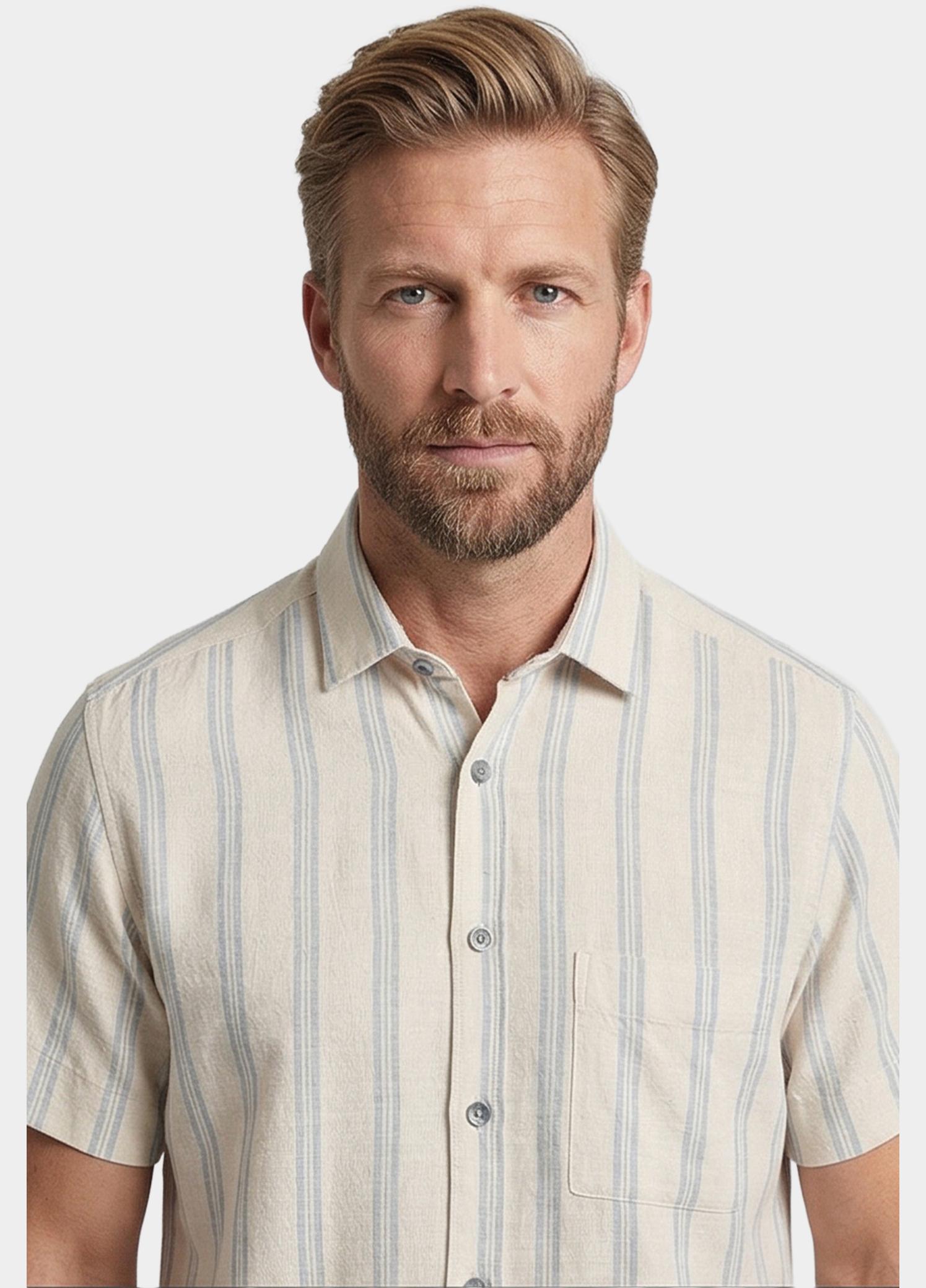 Giordano overhemd korte mouw heren Blauw Puglia Short Sleeve Shirt Can 616823/61