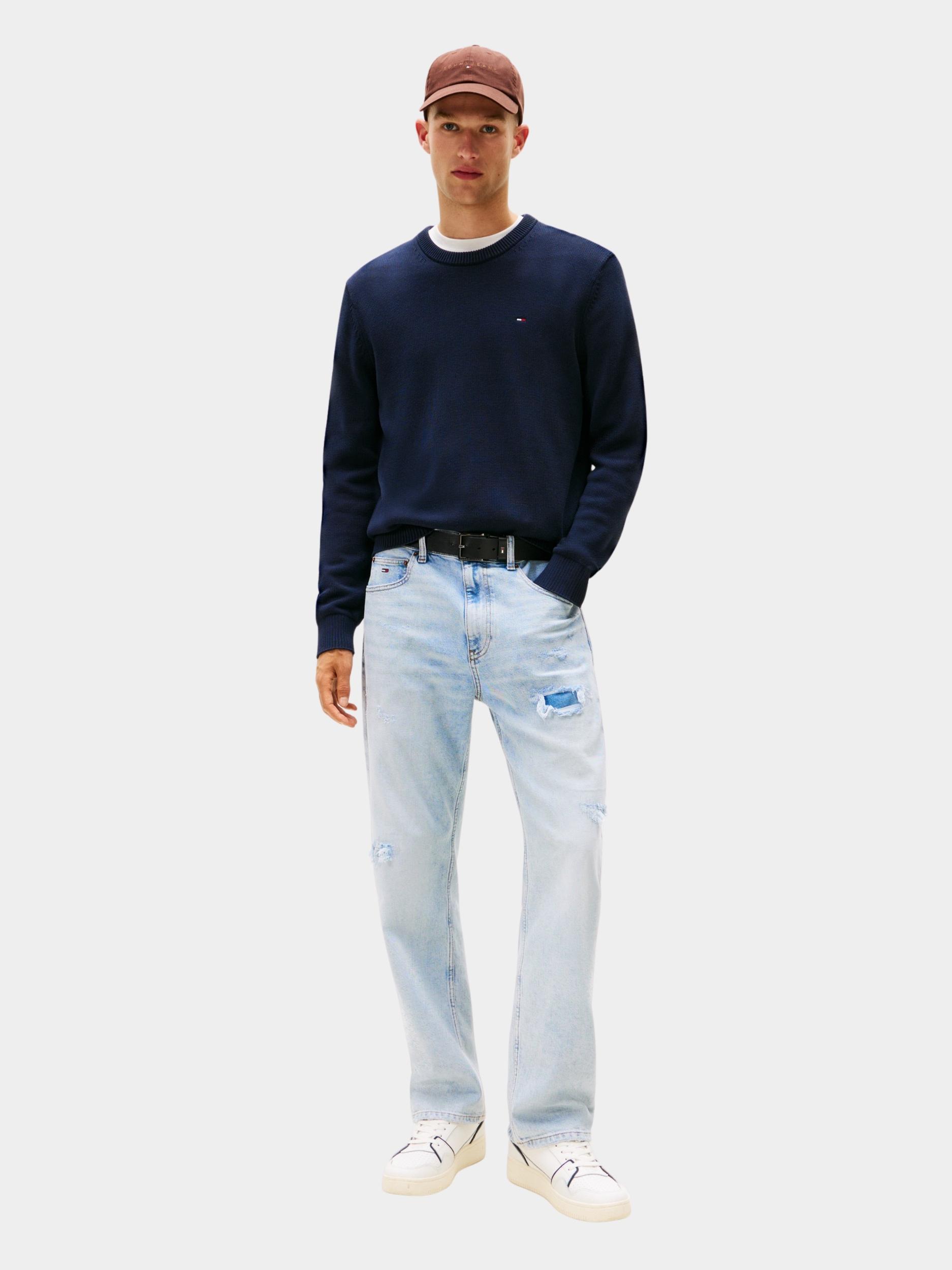 Tommy Jeans Pullover Blauw TJM SLIM ESS SWEATER EXT DM0DM21787/C1G