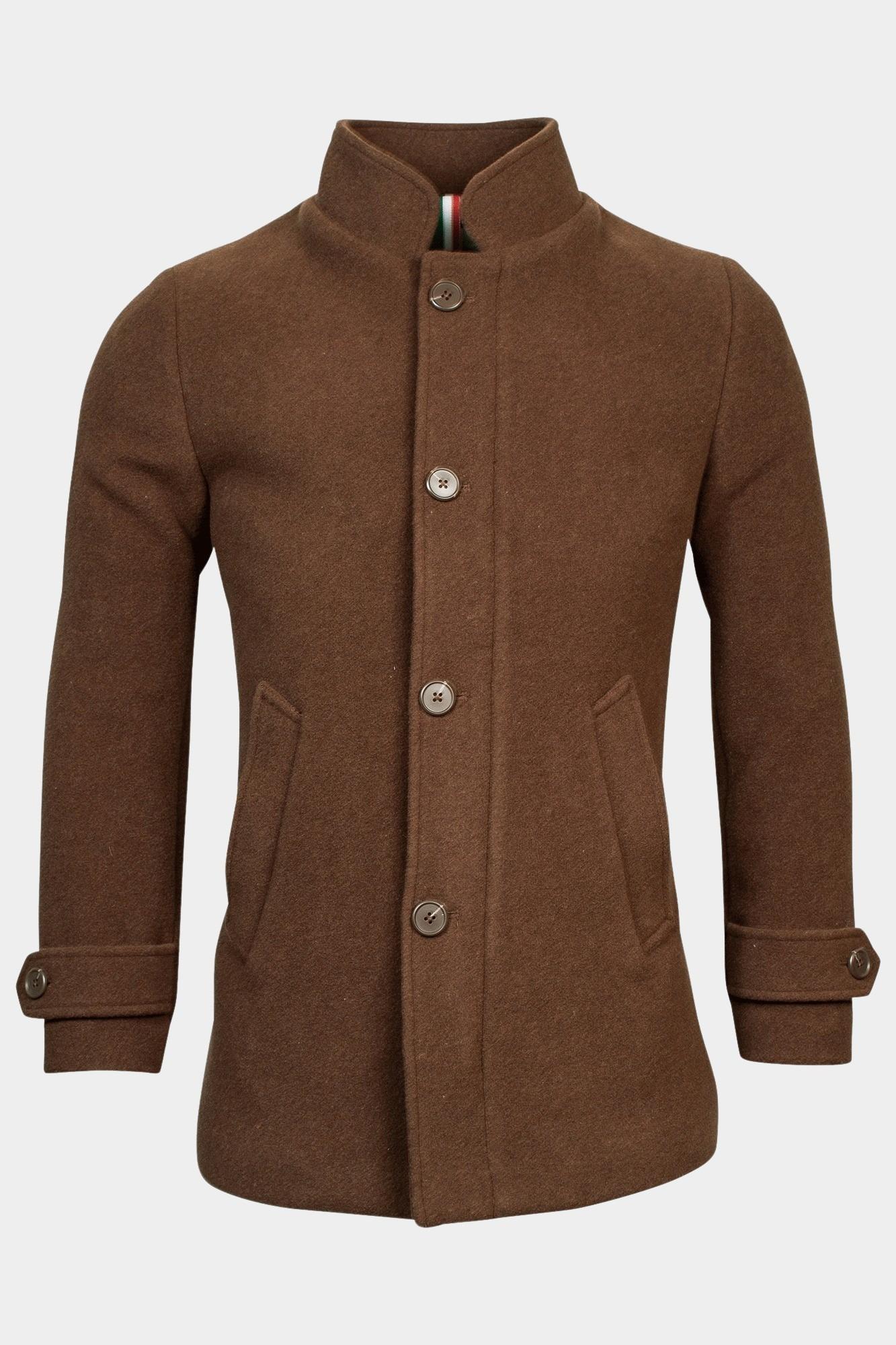 Giordano Wollen Jack Bruin Coat Brian Wool Mix Melange 322621/80