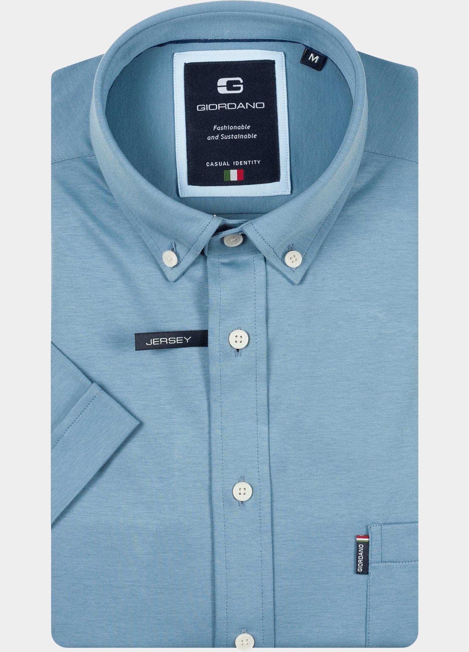 Giordano overhemd korte mouw heren Blauw Alfa Short Sleeve Button Down 616078/65