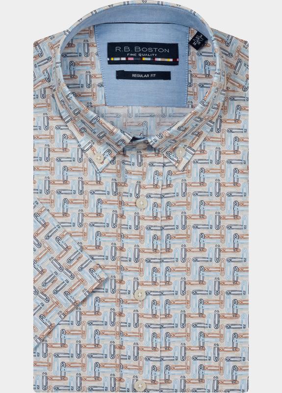 R.B. Boston overhemd korte mouw heren Blauw Marshall SS Button Down 616670/606