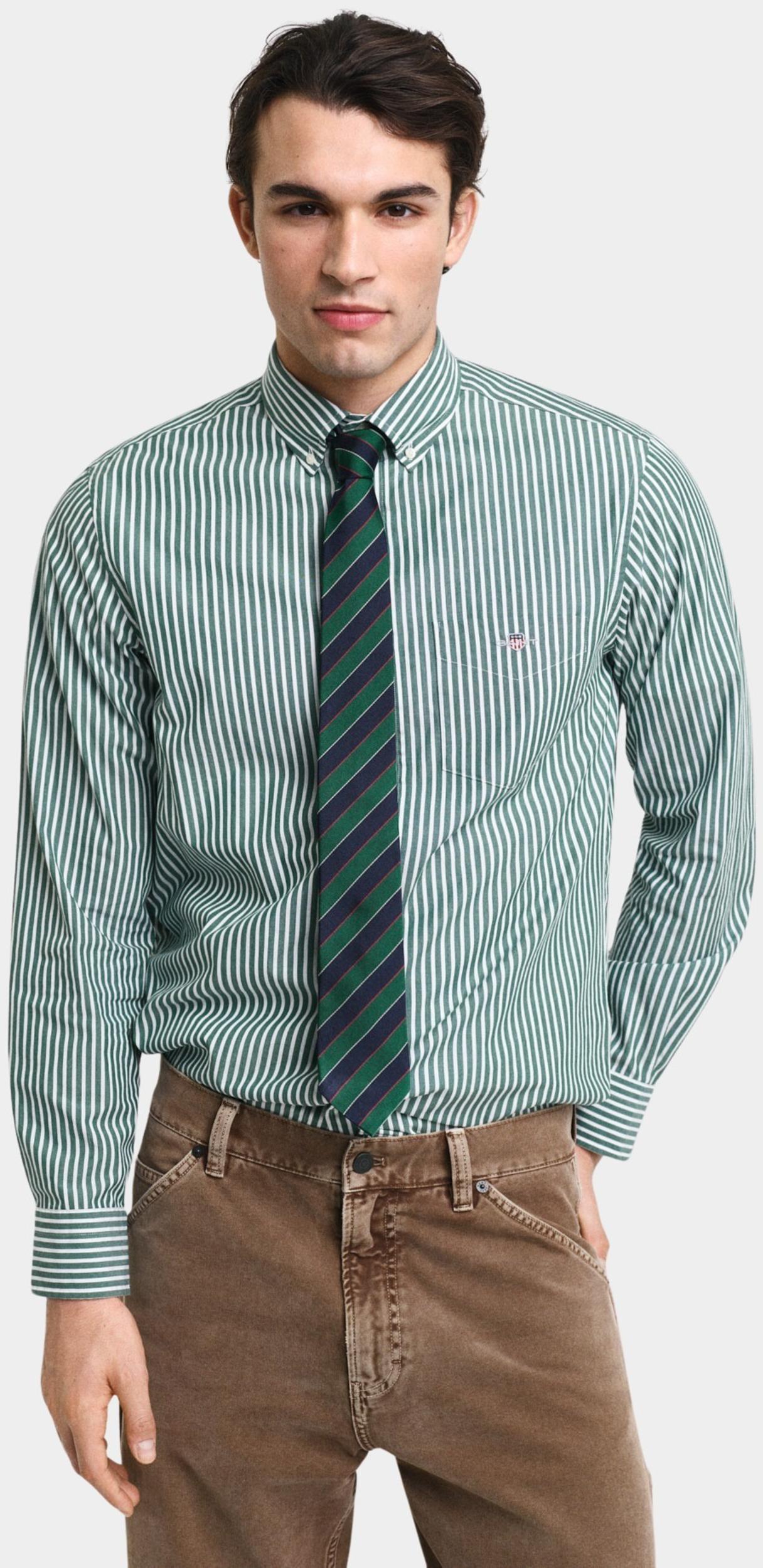 Gant Casual hemd lange mouw Groen REG CLASSIC POPLIN STRIPE SHI 3000130/362