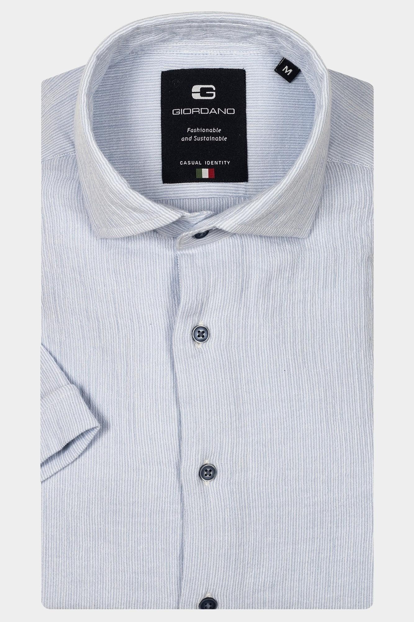 Giordano Casual hemd korte mouw Blauw Front Short sleeve cutaway Do 516864/61