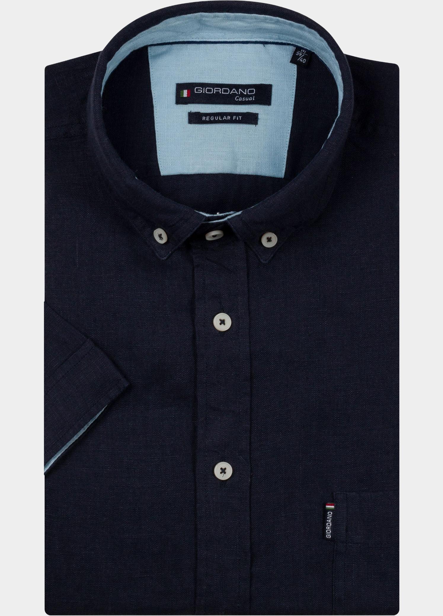 Giordano overhemd korte mouw heren Blauw League Short Sleeve Button Do 616009/60
